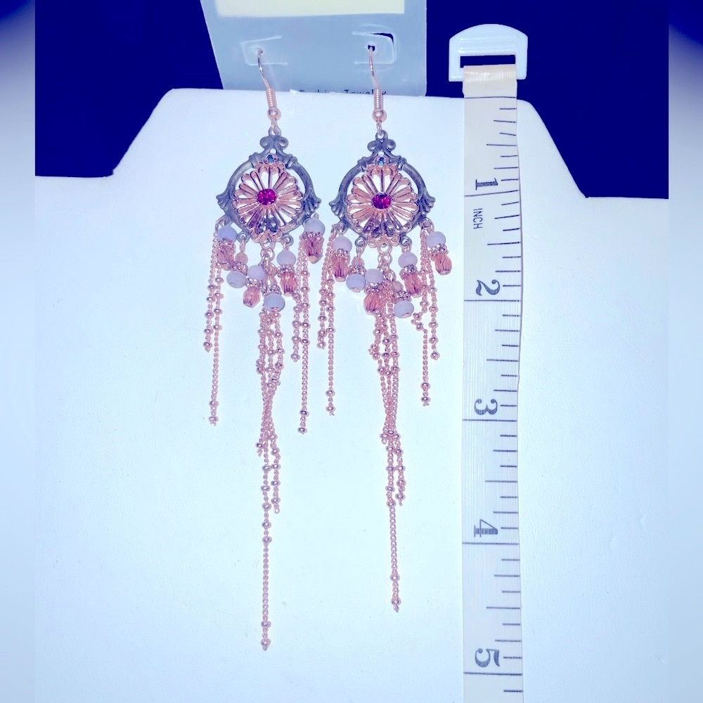 Bohemian/Chandelier Dangle Earrings VINTAGE prominent copper-toned filigree NEW
